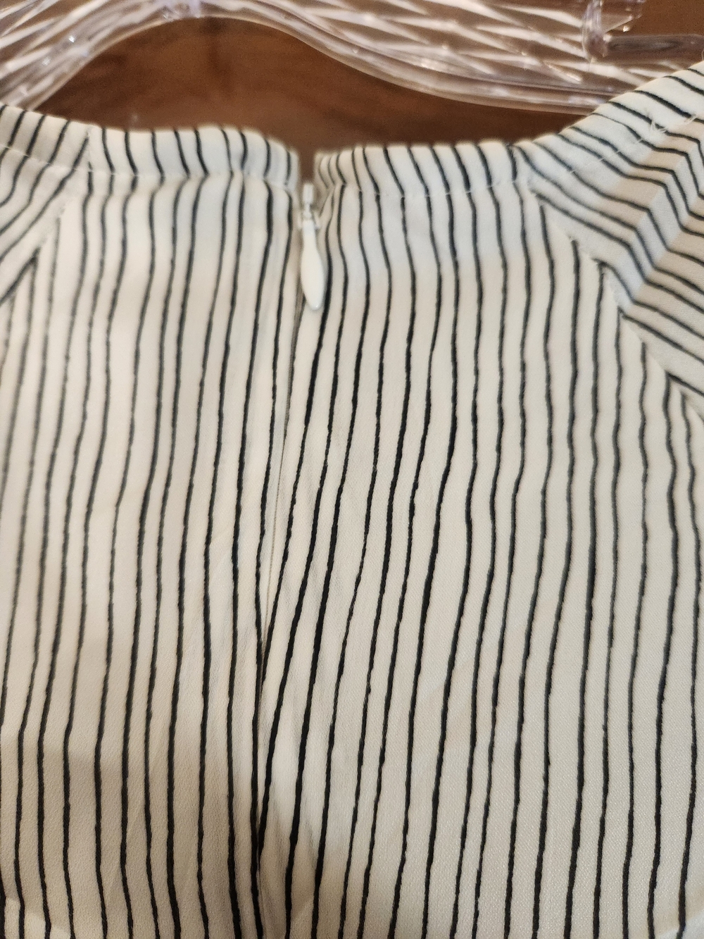 New York & Company White with Black Pinstripe Tie-Waist Midi Dress - Picture 5 of 6